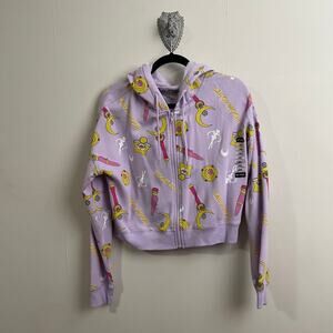 NWT Hot Topic L Sailormoon AOP zipper hoodie pink yellow anime fandom cozy